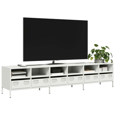 vidaXL TV skrinka biela 202x39x43,5 cm oceľ valcovaná za studena