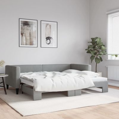 vidaXL Denná posteľ s rozkladacou posteľou bledosivá 100x190 cm látka