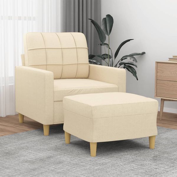 vidaXL Kreslo s podnožkou krémové 60 cm látkové