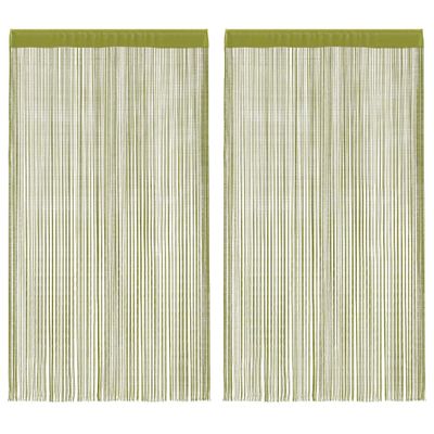 vidaXL Šnúrkový záves, 2 ks, 100x250 cm, zelený