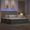vidaXL LED úložná posteľ s matracom Svetlosivá 200 x 200 cm Zamat