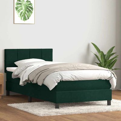 vidaXL Posteľný rám boxsping s matracom tmavozelený 100x210 cm zamat