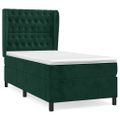 vidaXL Posteľný rám boxsping s matracom tmavozelený 90x200 cm zamat