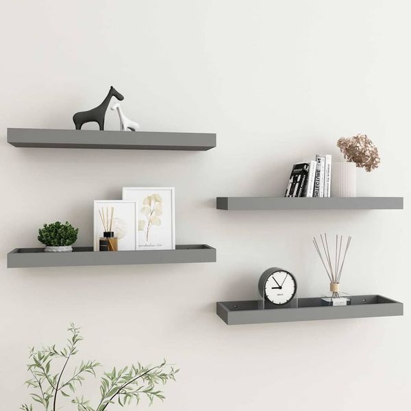 vidaXL Terasové nástenné police 4 ks sivé 60x15x4 cm MDF