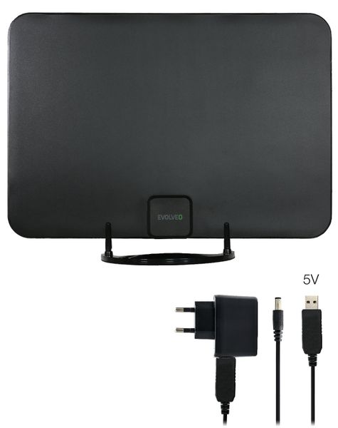 EVOLVEO Xany 2A, 230/5V, aktívna izbová anténa FM/DAB+/DVB-T2, filter LTE,4G,5G