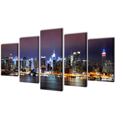 Sada obrazov na stenu, motív farebná panoráma New Yorku 200 x 100 cm