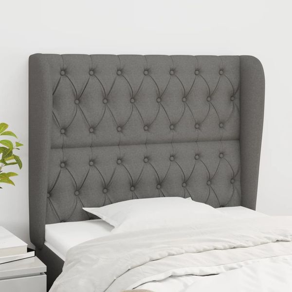 vidaXL Čelo postele so záhybmi tmavosivé 93 x 23 x 118/128 cm látka