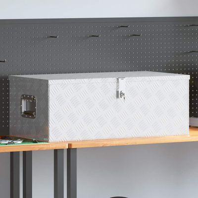 vidaXL Úložný box strieborný 90x47x33,5 cm hliník