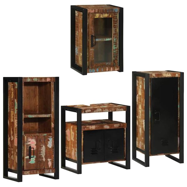 vidaXL Sada kúpeľňového nábytku 4 pcs Masívne recyklované drevo