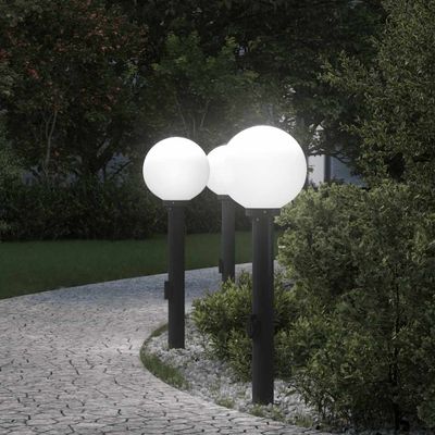vidaXL Stĺpikové svetlá so zásuvkou 3 ks 80 cm čierne IP44