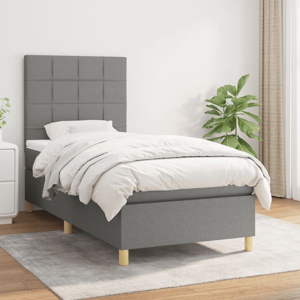 vidaXL Boxspring posteľ s matracom tmavosivá 90x200 cm látka