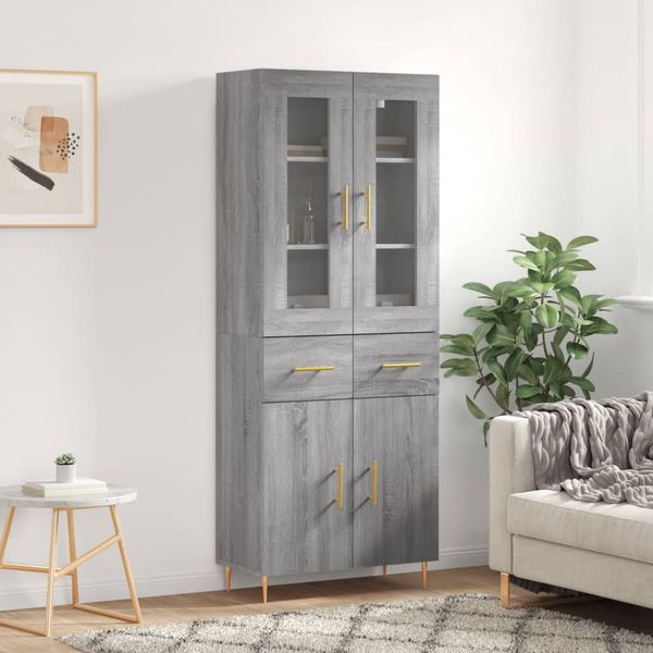 vidaXL Vysoká skrinka sivý dub sonoma 69,5x34x180 cm spracované drevo
