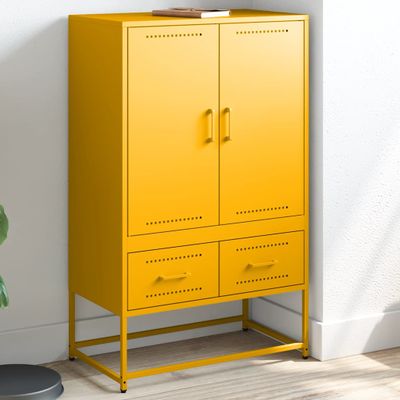 vidaXL Vysoká skrinka horčicovožltá 68x39x111,5 cm oceľ