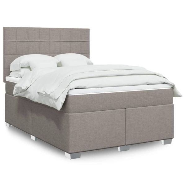 vidaXL Posteľný rám boxspring s matracom sivohned 140x200 cm látka