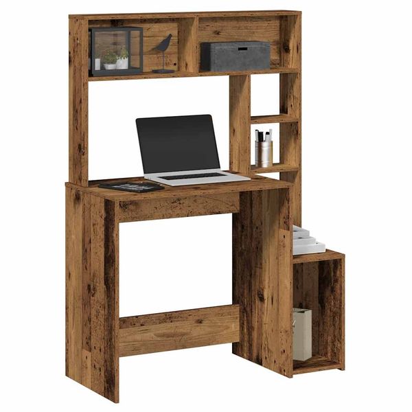 vidaXL Stôl s policami Staré drevo 100x45x140 cm Konštrukčné drevo