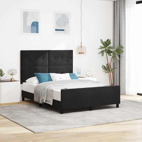 vidaXL Posteľ s pružinovým rámom Čierna 140 x 200 cm Zamat