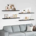 vidaXL Plávajúce nástenné police 4 ks, lesklé sivé 120x23,5x3,8cm, MDF