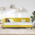 vidaXL Rohový rám postele s čelnou doskou Žltá 100 cm x 200 cm Zamat