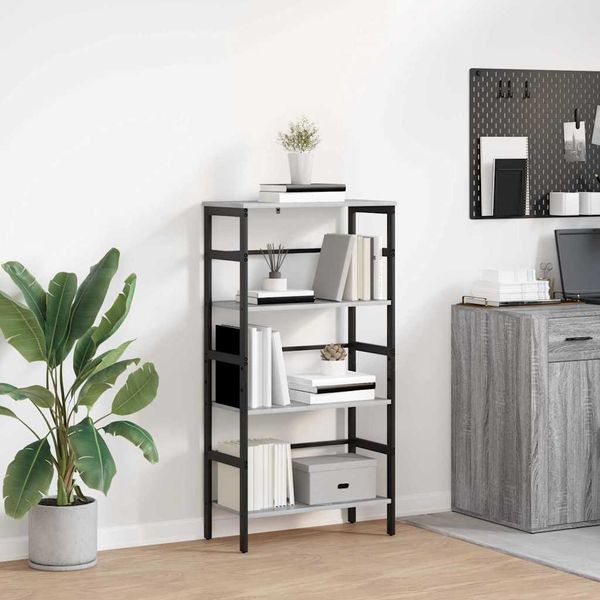 vidaXL Regál na knihy Sivý Sonoma 60 x 29,5 x 115 cm Kompozitné drevo