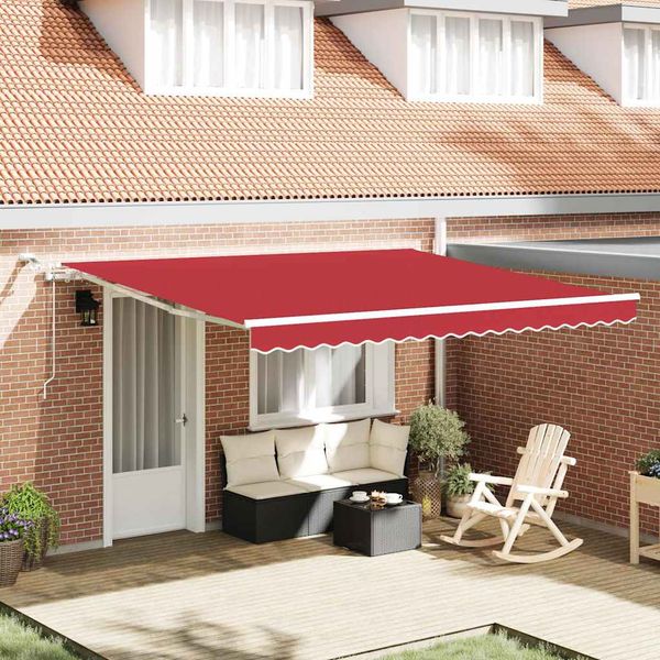 vidaXL Sklopná markíza Červená 400 × 350 cm Polyester