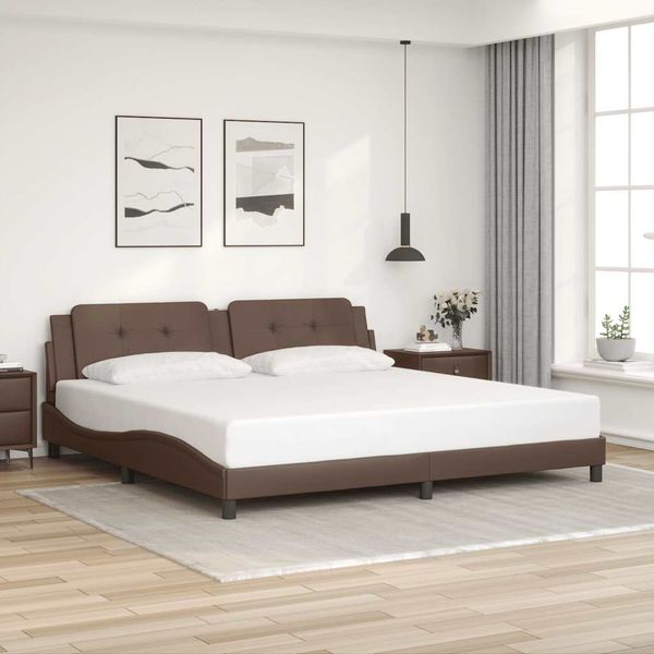 vidaXL Rám postele bez matraca Zadar hnedý 200x200 cm umelá koža