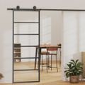 vidaXL Posuvné dvere s kovaním ESG sklo a hliník 76x205 cm