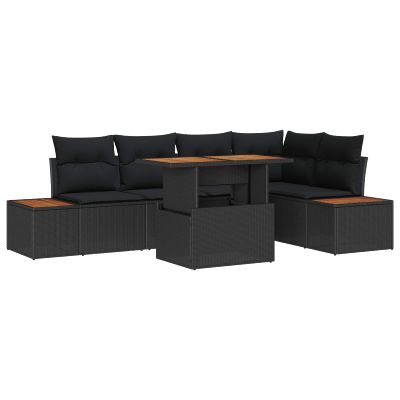 vidaXL Súprava záhradných pohoviek 6 ks Čierna polyratan