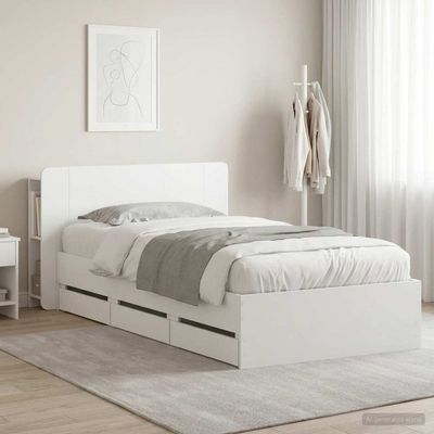 vidaXL Posteľový rám s úložným priestorom a čelom Biela 75 x 190 cm
