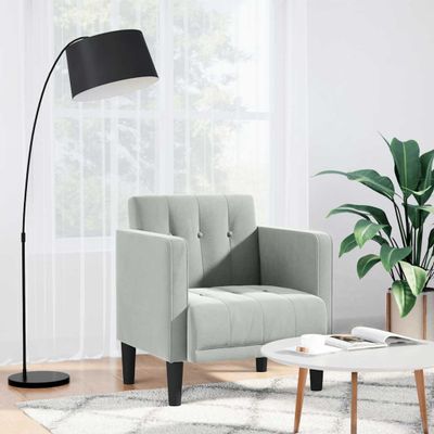 vidaXL Rozkladacia pohovka s podrúčkami, svetlosivá, 53 cm, zamatová