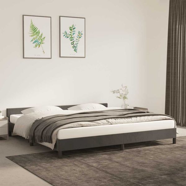 vidaXL Posteľ bez matraca tmavosivá 200x200 cm zamat