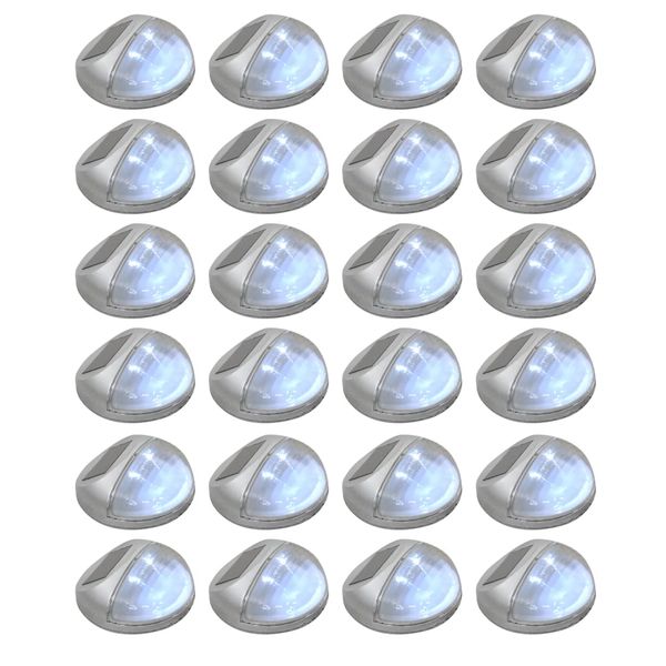 vidaXL Vonkajšie solárne nástenné LED lampy 24 ks okrúhle strieborné