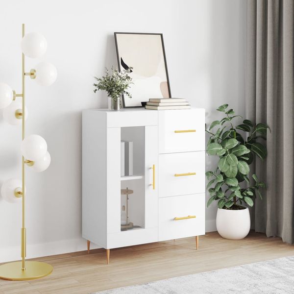 vidaXL Komoda lesklá biela 69,5x34x90 cm spracované drevo