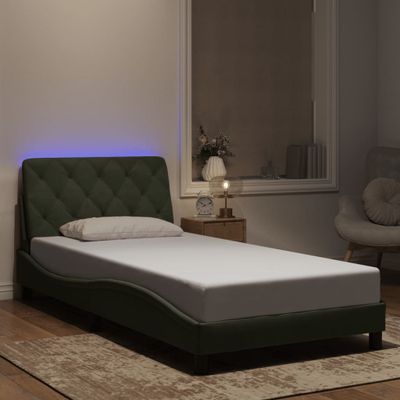 vidaXL Rám postele s LED bez matraca bledosivý 100x200 cm zamat