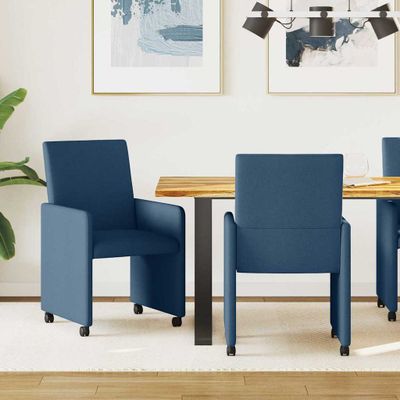 vidaXL Jedálenské stoličky na kolieskach 2 pcs Modrá 57 x 66 x 94 cm
