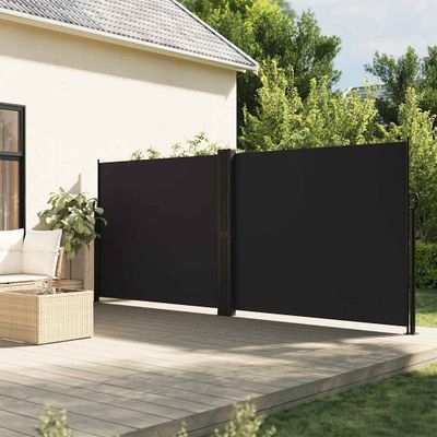 vidaXL Zaťahovacia bočná markíza, čierna 180x600 cm