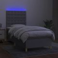 vidaXL Posteľ boxsping s matracom a LED bledosivá 90x190 cm látka