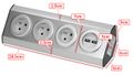 ORNO VIRONE FS-4 Povrchová rohová zásuvka 3x 230V, 2xUSB, 1,5m kábel, nerez