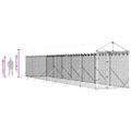 vidaXL Vonkajší koterec pre psov so strechou striebor. 2x14x2,5m oceľ
