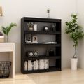 vidaXL Knižnica/deliaca stena čierna 100x30x135,5 cm masívna borovica