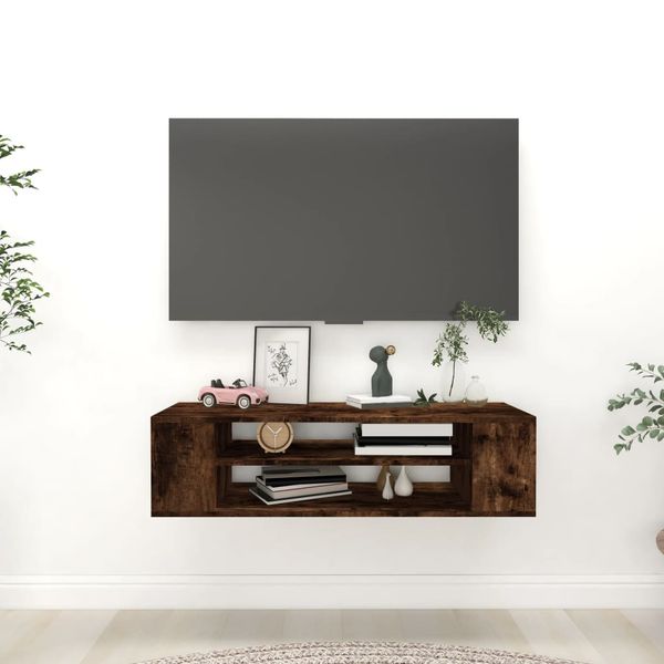vidaXL Závesná TV skrinka dymový dub 100x30x26,5 cm spracované drevo