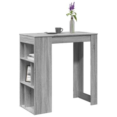 vidaXL Barový stôl s policami sivý sonoma 102x50x103,5cm kompoz. drevo
