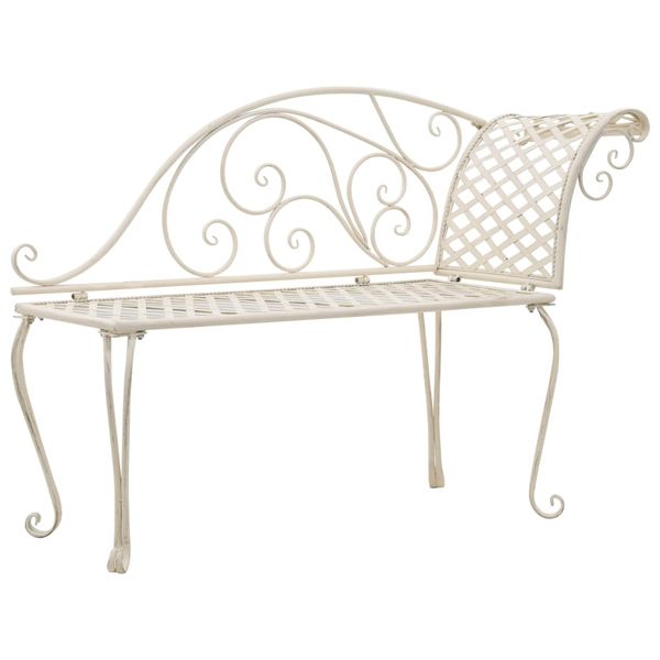 vidaXL Záhradná leňoška 128 cm, kov, starožitná, biela
