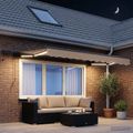 vidaXL Ručný rám markízy s LED Sivohnedá 3,5 x 2 m