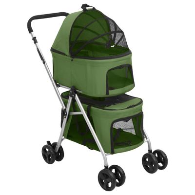 vidaXL 2-vrstvový skladací kočík pre psa zelený 83x48x97 cm tkanina