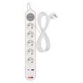 Predlžovací kábel EMOS P1513FC / 3 m / 5 zásuviek / s vypínačom / bielo-sedý / 1×USB-A + 1×USB-C / 1,5 mm2