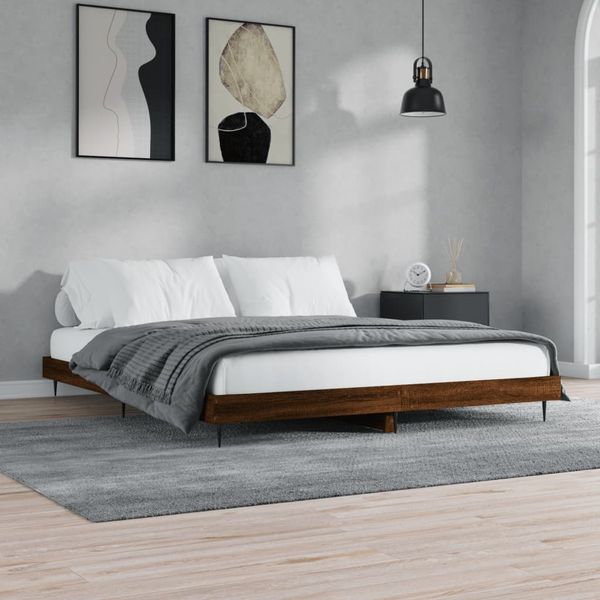 VidaXL Rám postele bez matraca Dub hnedý 200x200 cm Konštrukcia dreva