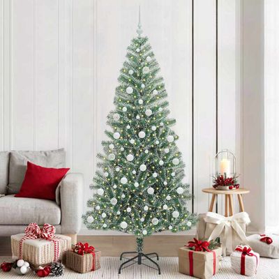 vidaXL Umelý vianočný stromček, snehom obalený, s LED svetlom 210 cm
