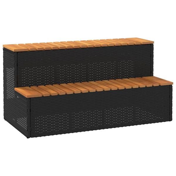 VidaXL vírivka Step čierny 100x50x50,5 cm polyratan a masívna akácia