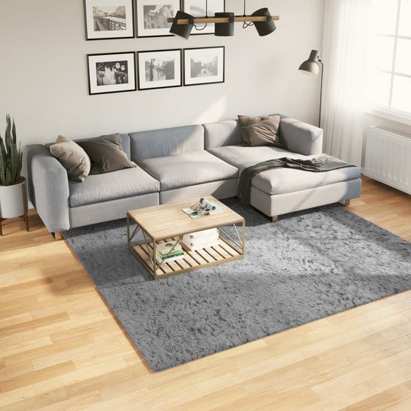 vidaXL Shaggy koberec PAMPLONA, vysoký vlas, moderný, sivý 240x240 cm