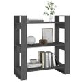 vidaXL Knižnica/deliaca stena sivá 80x35x91 cm masívna borovica